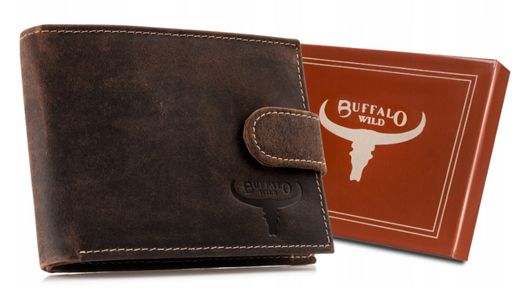 Portfel, brązowy, skórzany, RFID, Buffalo Wild