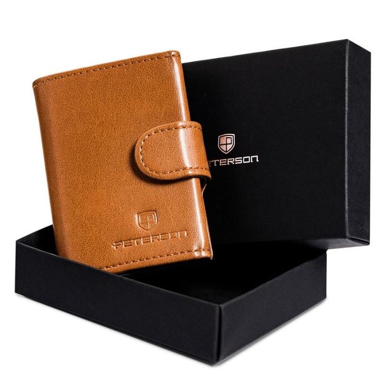 Portfel, brązowy, skórzany, RFID, Peterson
