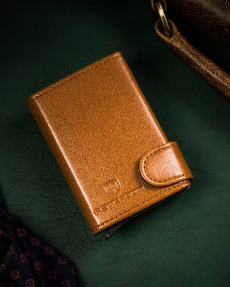 Portfel, brązowy, skórzany, RFID, Peterson