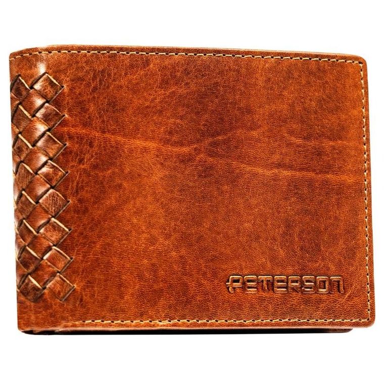 Portfel, brązowy, skórzany, RFID, Peterson
