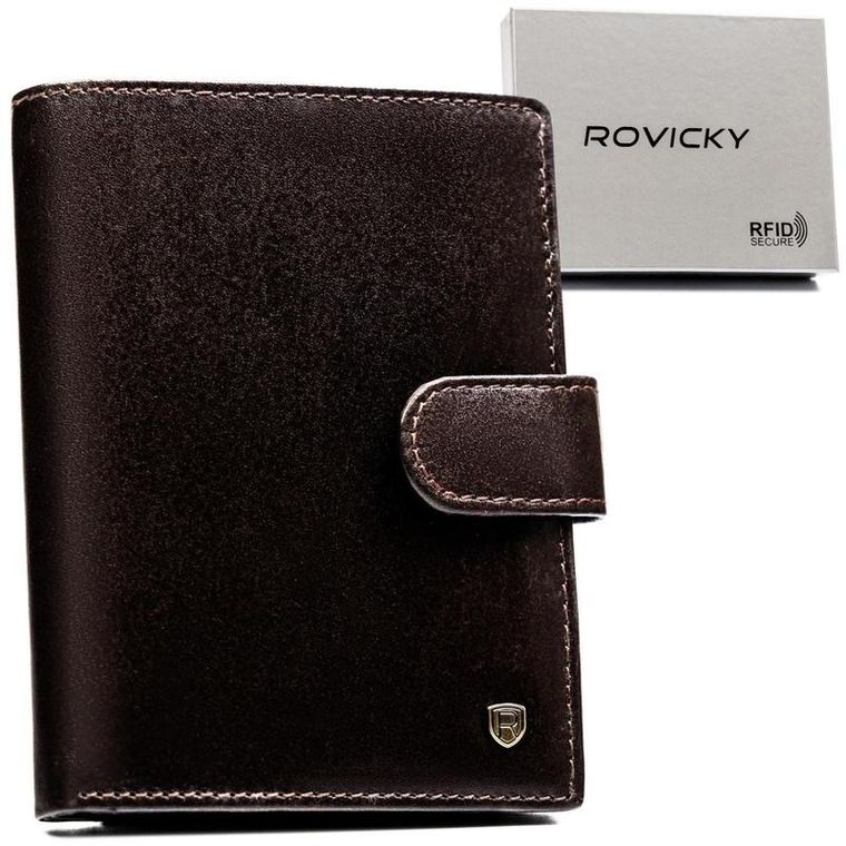 Portfel, brązowy, skórzany, Rovicky