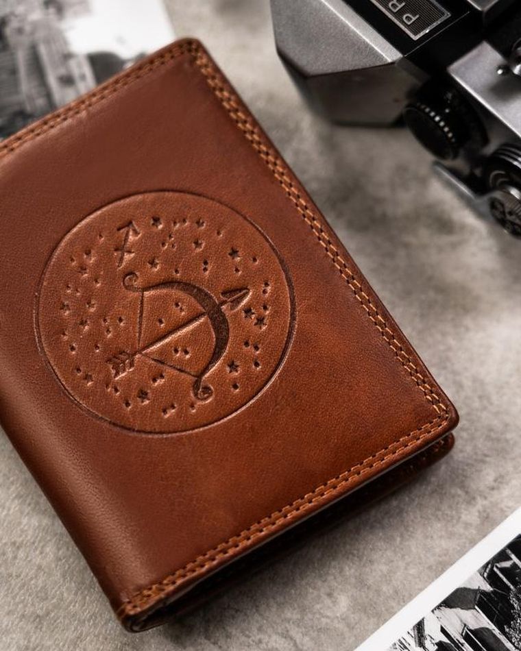 Portfel, brązowy, skórzany, strzelec, Peterson