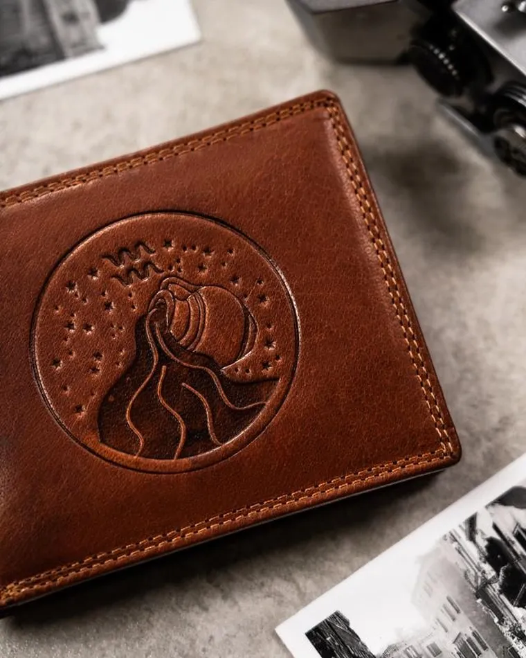 Portfel, brązowy, skórzany, wodnik, Peterson