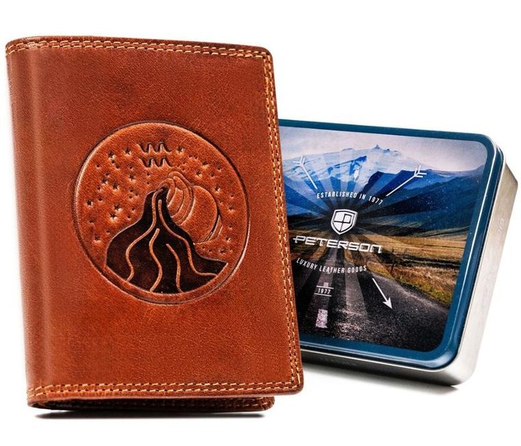 Portfel, brązowy, skórzany, wodnik, Peterson