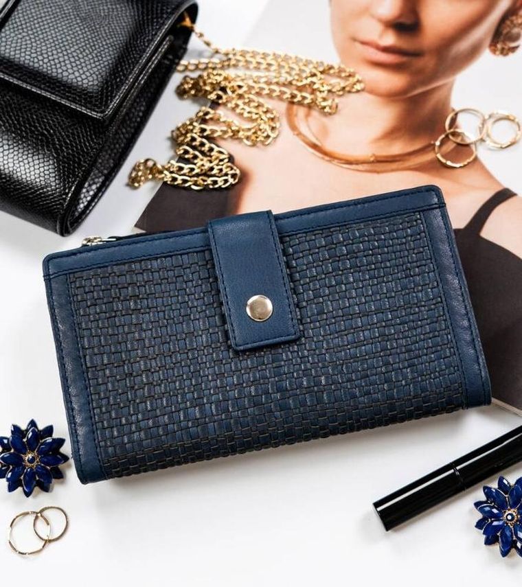 Portfel, ciemnoniebieski, skórzany, RFID, Rovicky