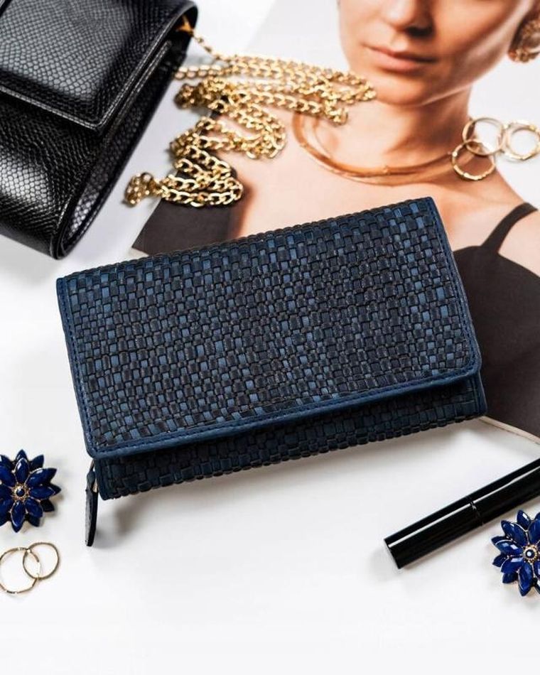 Portfel, ciemnoniebieski, skórzany, RFID, Rovicky