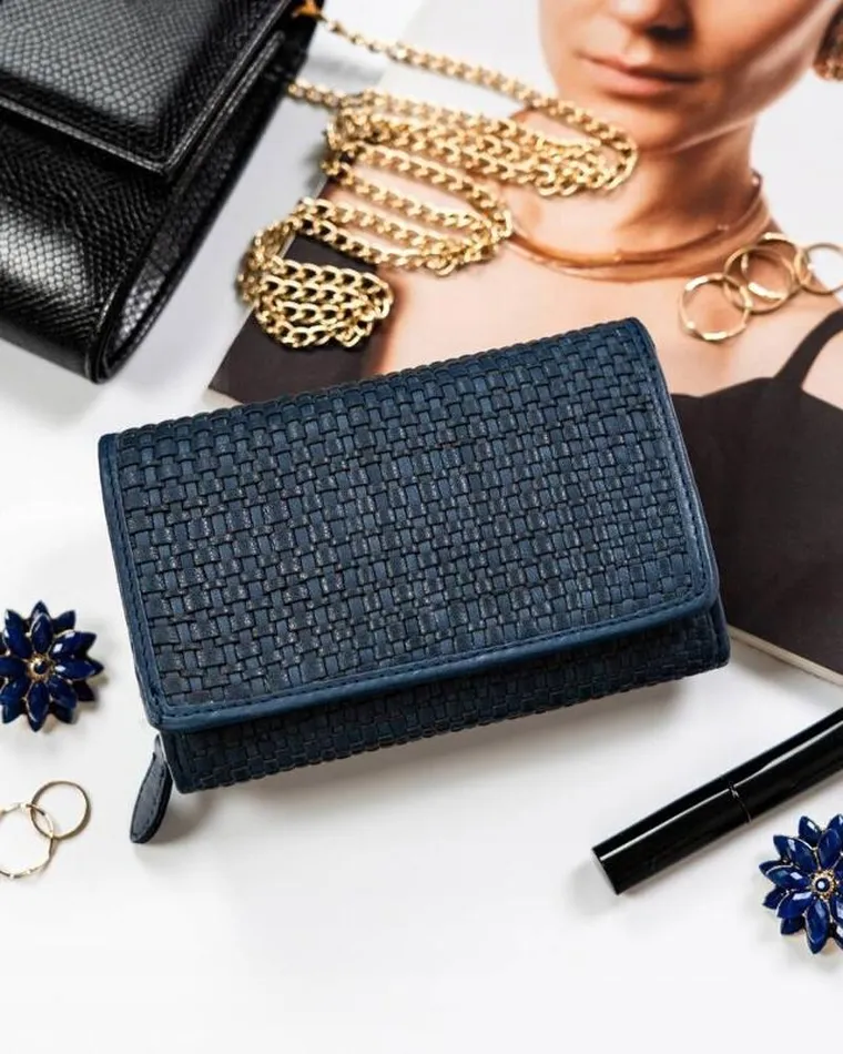 Portfel, ciemnoniebieski, skórzany, RFID, Rovicky