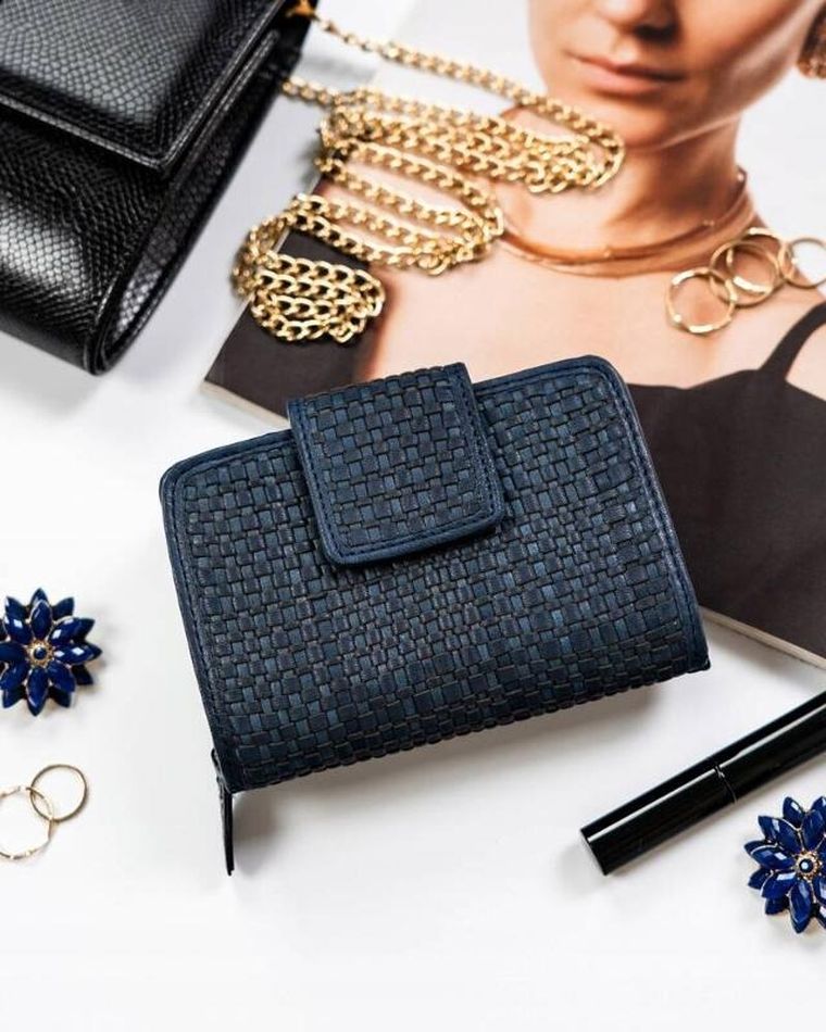 Portfel, ciemnoniebieski, skórzany, RFID, Rovicky