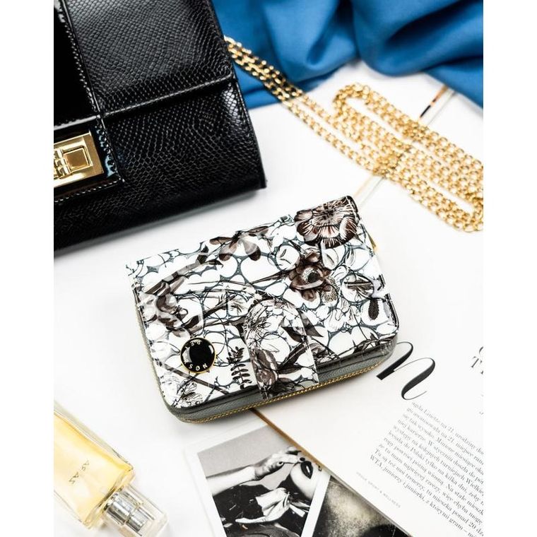 Portfel, czarno-biały, skórzany, Peterson