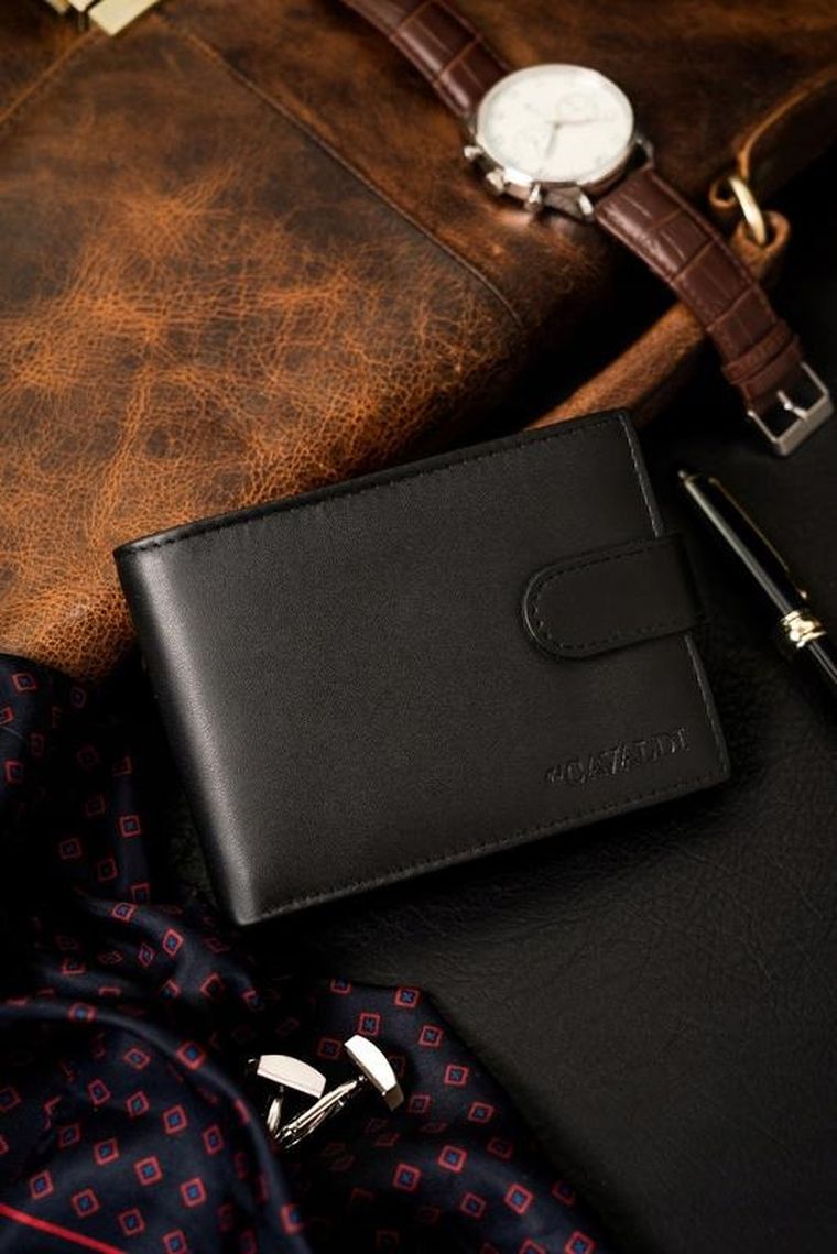 Portfel, czarny, skóra ekologiczna, 4U Cavaldi