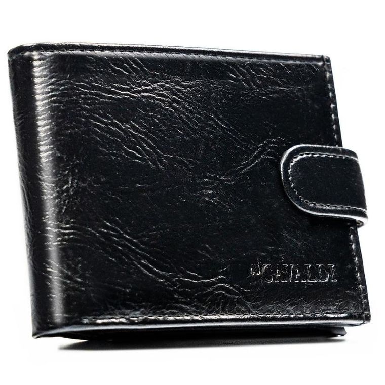 Portfel, czarny, skóra ekologiczna, 4U Cavaldi