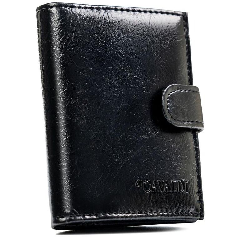 Portfel, czarny, skóra ekologiczna, 4U Cavaldi