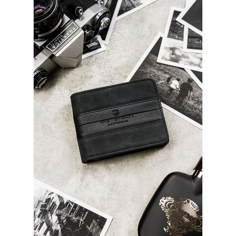 Portfel, czarny, skóra ekologiczna, Peterson
