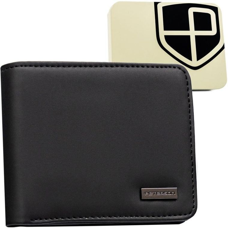 Portfel, czarny, skóra ekologiczna, Peterson