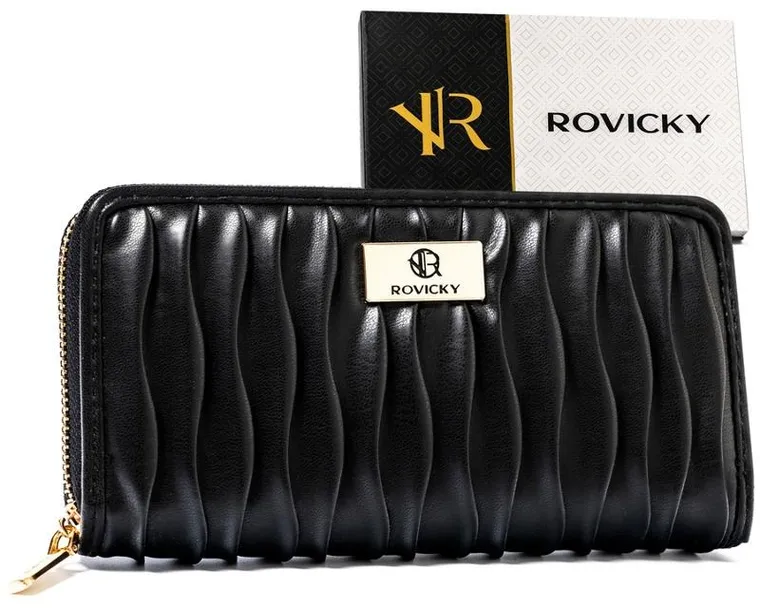 Portfel, czarny, skóra ekologiczna, Rovicky