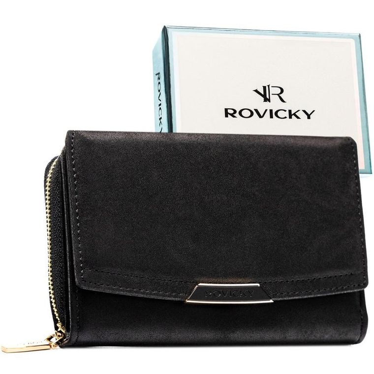 Portfel, czarny, skóra ekologiczna, Rovicky