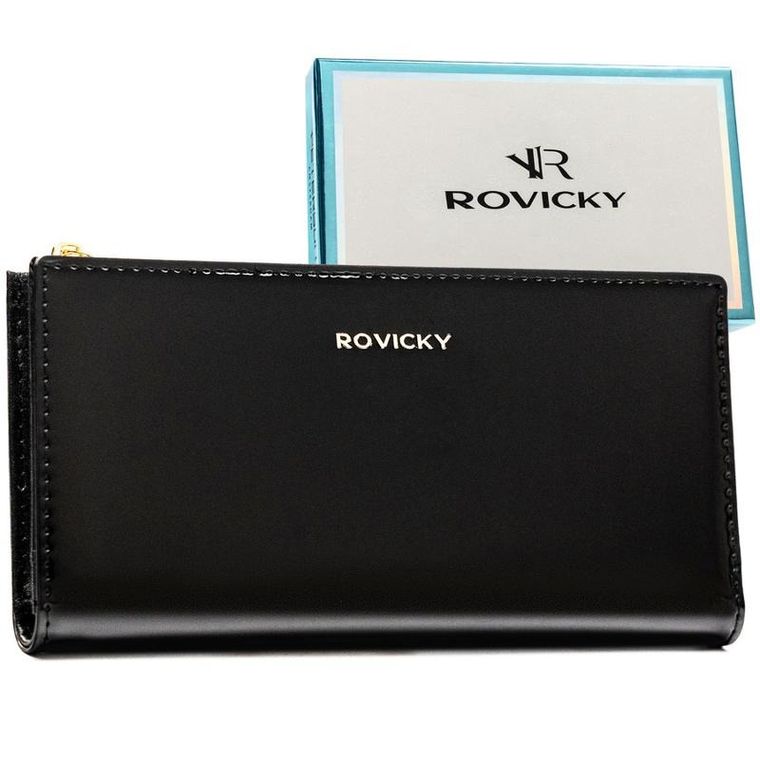 Portfel, czarny, skóra ekologiczna, Rovicky