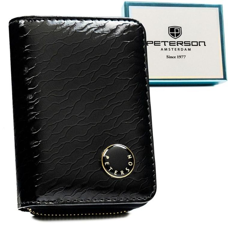 Portfel, czarny, skóra naturalna i ekologiczna, Peterson