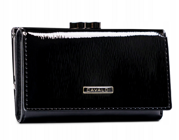 Portfel, czarny, skórzany, 4U Cavaldi
