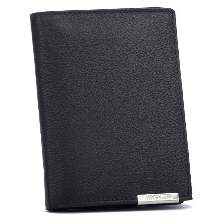 Portfel, czarny, skórzany, 4U Cavaldi