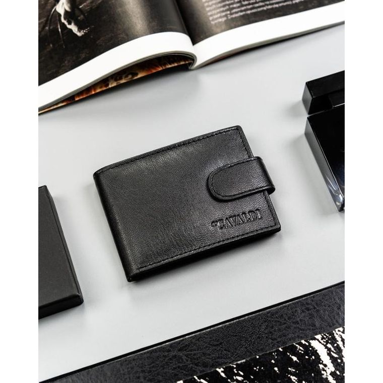 Portfel, czarny, skórzany, 4U Cavaldi