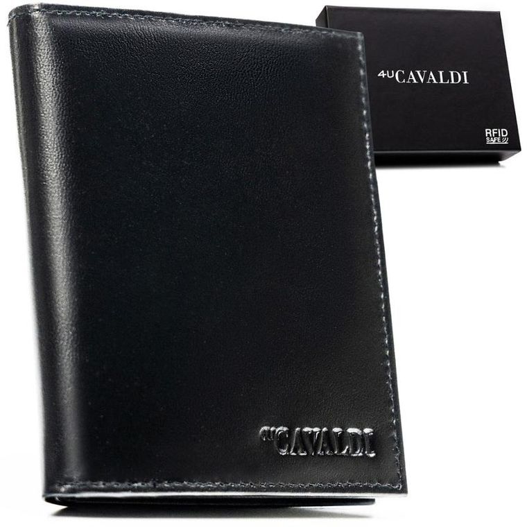 Portfel, czarny, skórzany, 4U Cavaldi