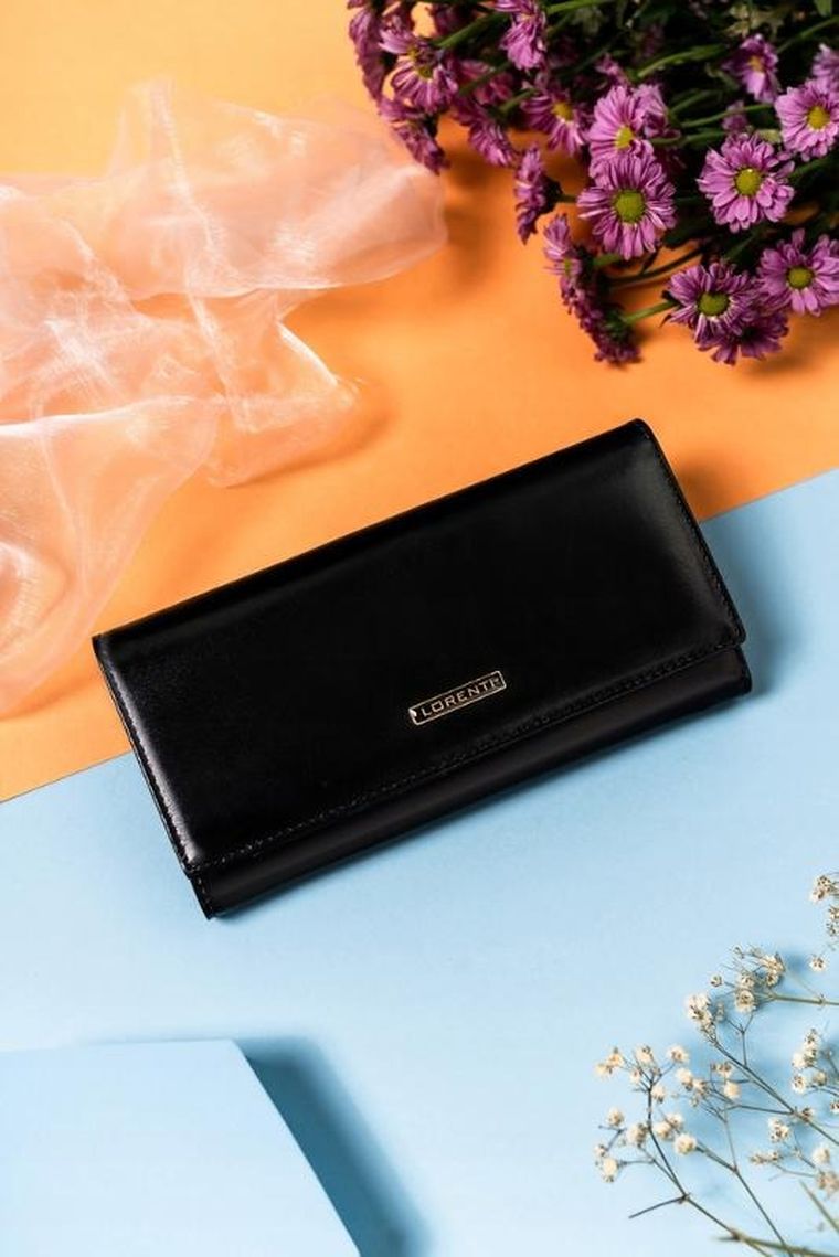 Portfel, czarny, skórzany, Lorenti