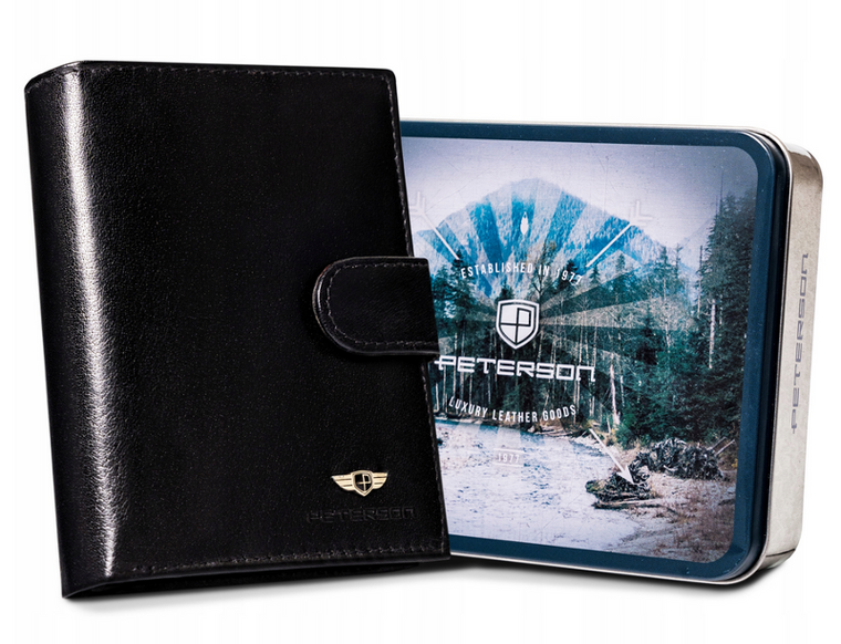 Portfel, czarny, skórzany, Peterson