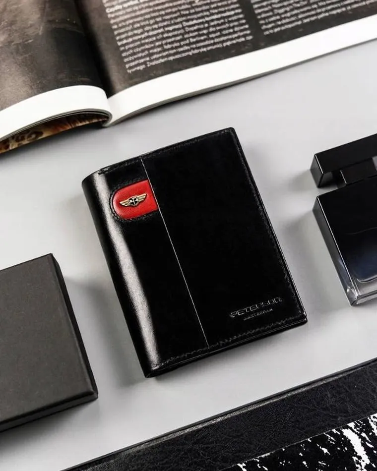 Portfel, czarny, skórzany, Peterson
