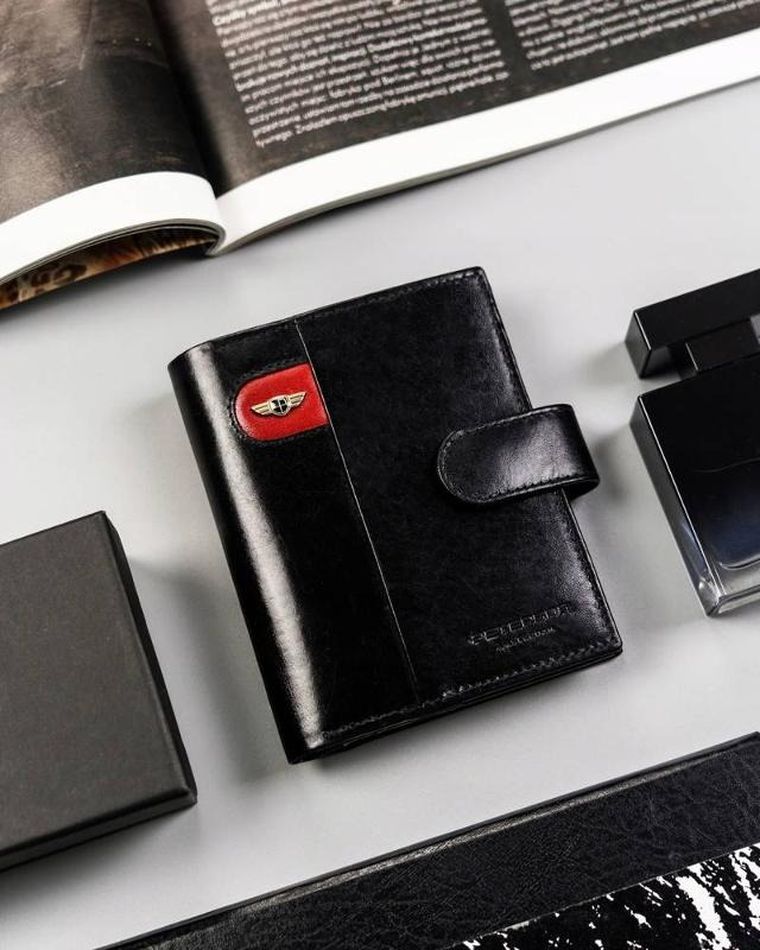 Portfel, czarny, skórzany, Peterson