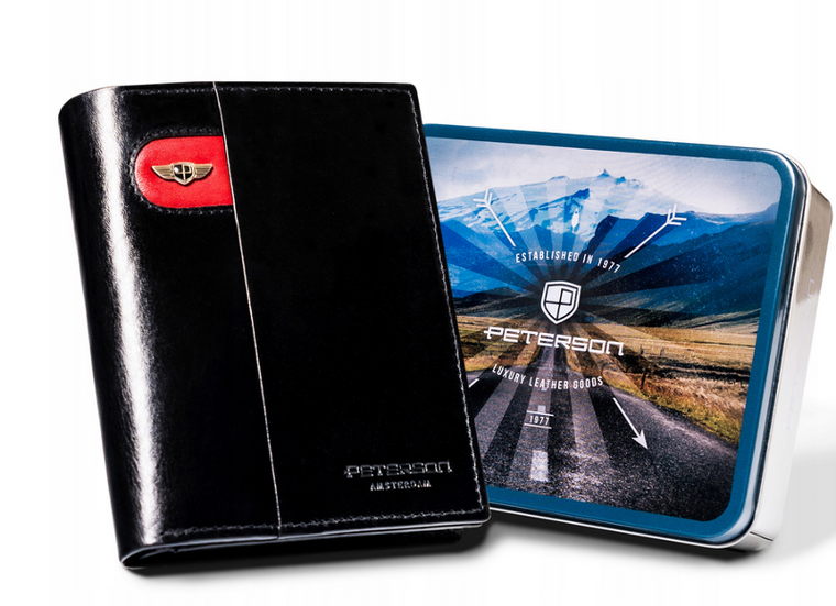 Portfel, czarny, skórzany, Peterson