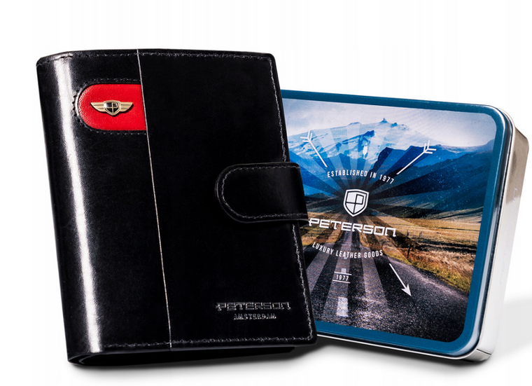 Portfel, czarny, skórzany, Peterson