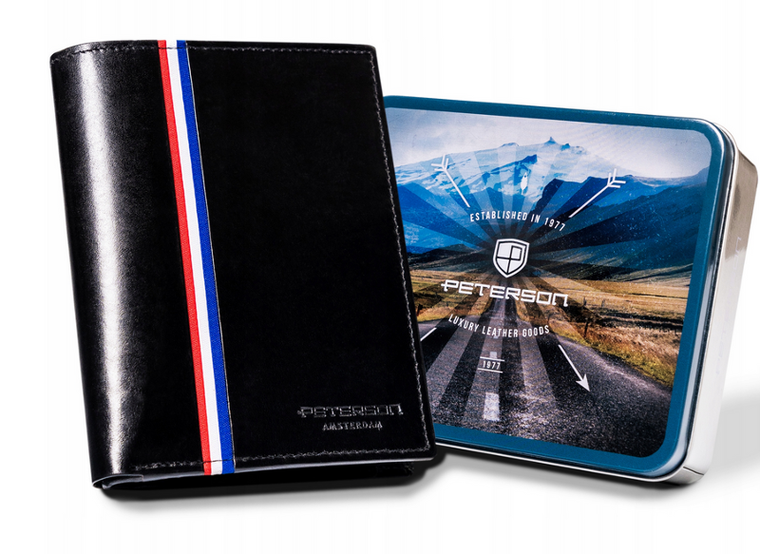 Portfel, czarny, skórzany, Peterson