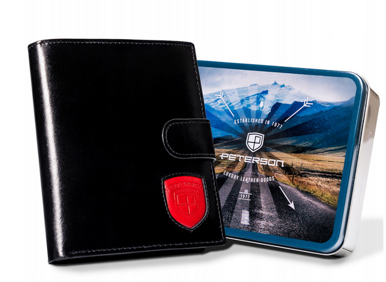 Portfel, czarny, skórzany, Peterson