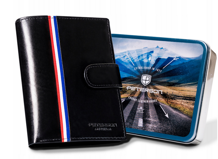 Portfel, czarny, skórzany, Peterson