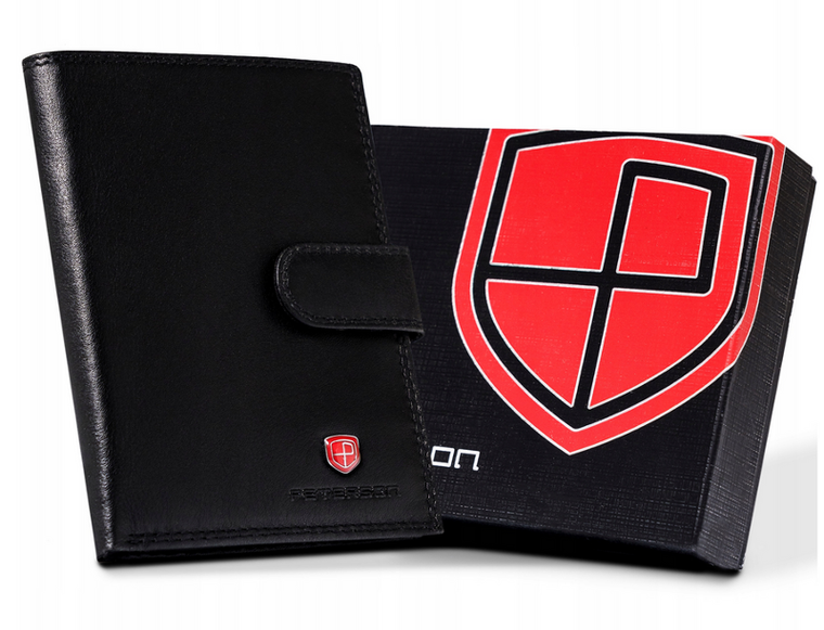 Portfel, czarny, skórzany, Peterson