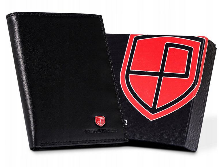 Portfel, czarny, skórzany, Peterson