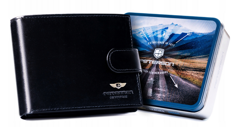 Portfel, czarny, skórzany, Peterson