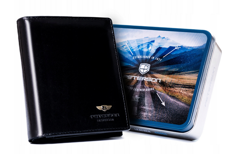 Portfel, czarny, skórzany, Peterson