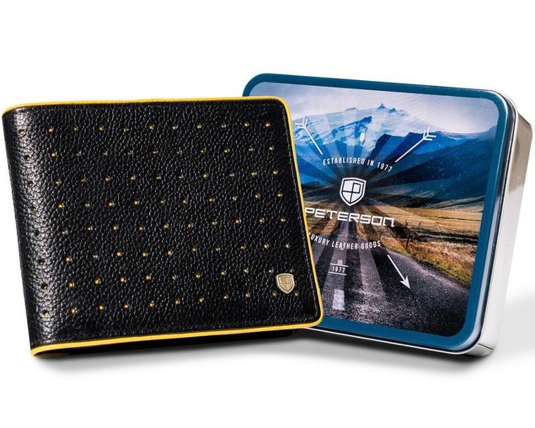 Portfel, czarny, skórzany, Peterson