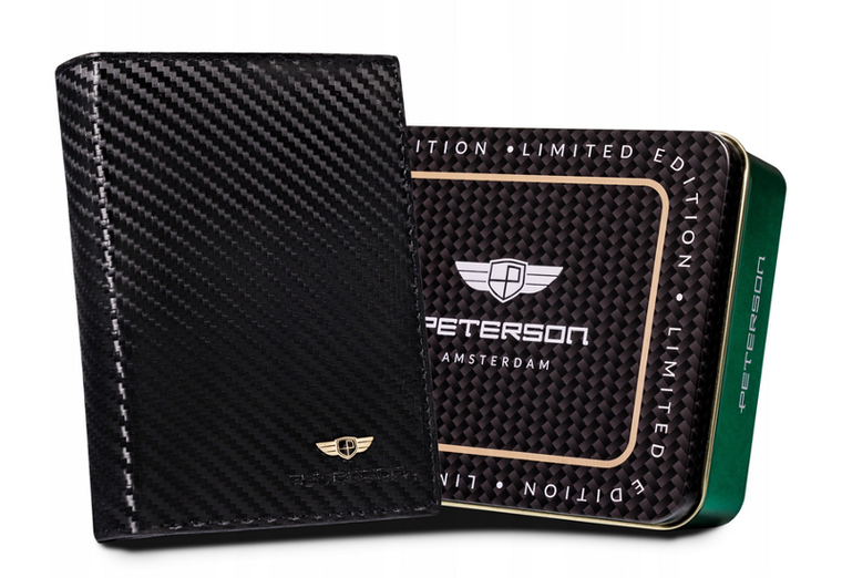 Portfel, czarny, skórzany, Peterson