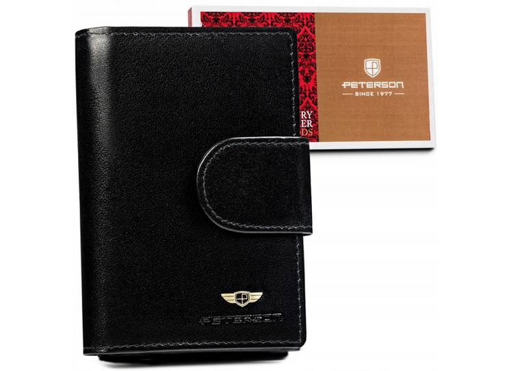 Portfel, czarny, skórzany, Peterson