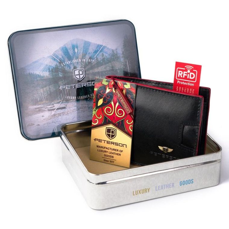 Portfel, czarny, skórzany, Peterson