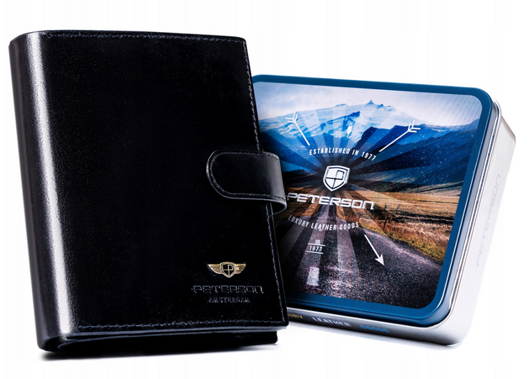 Portfel, czarny, skórzany, Peterson