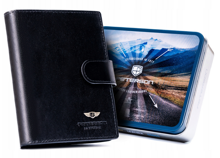 Portfel, czarny, skórzany, Peterson