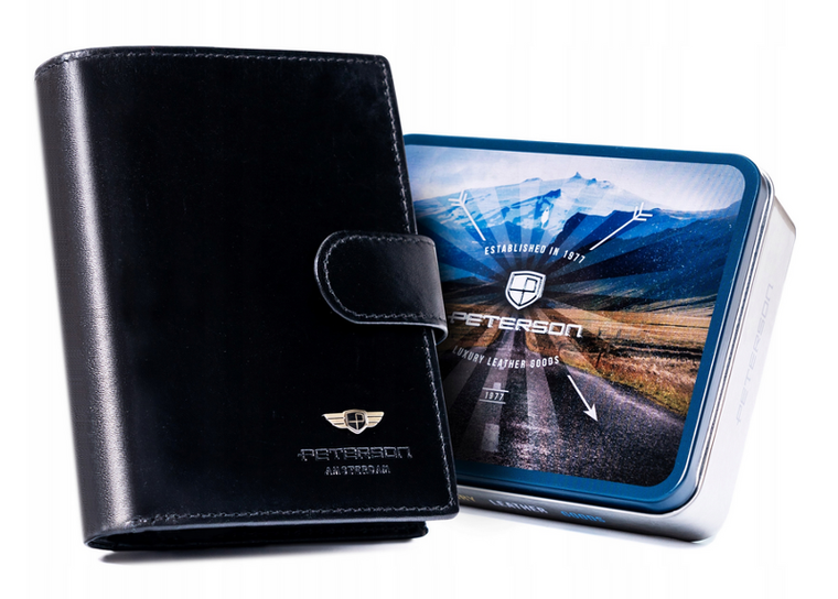 Portfel, czarny, skórzany, Peterson