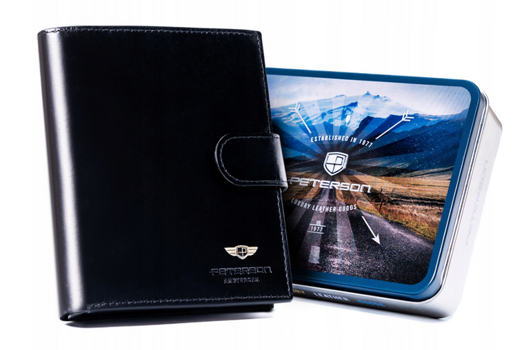 Portfel, czarny, skórzany, Peterson