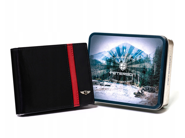 Portfel, czarny, skórzany, Peterson
