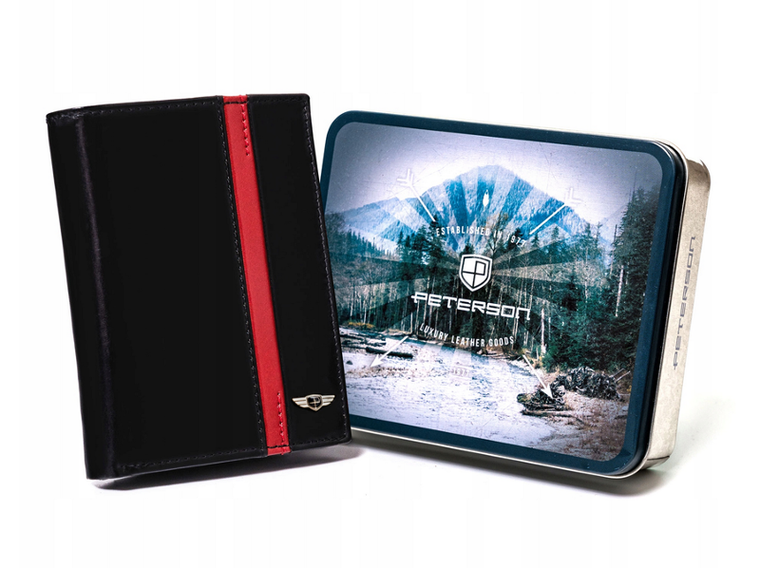 Portfel, czarny, skórzany, Peterson