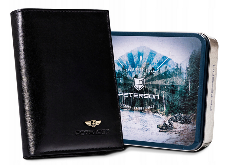 Portfel, czarny, skórzany, Peterson